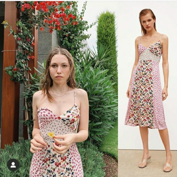 zara floral patchwork dress